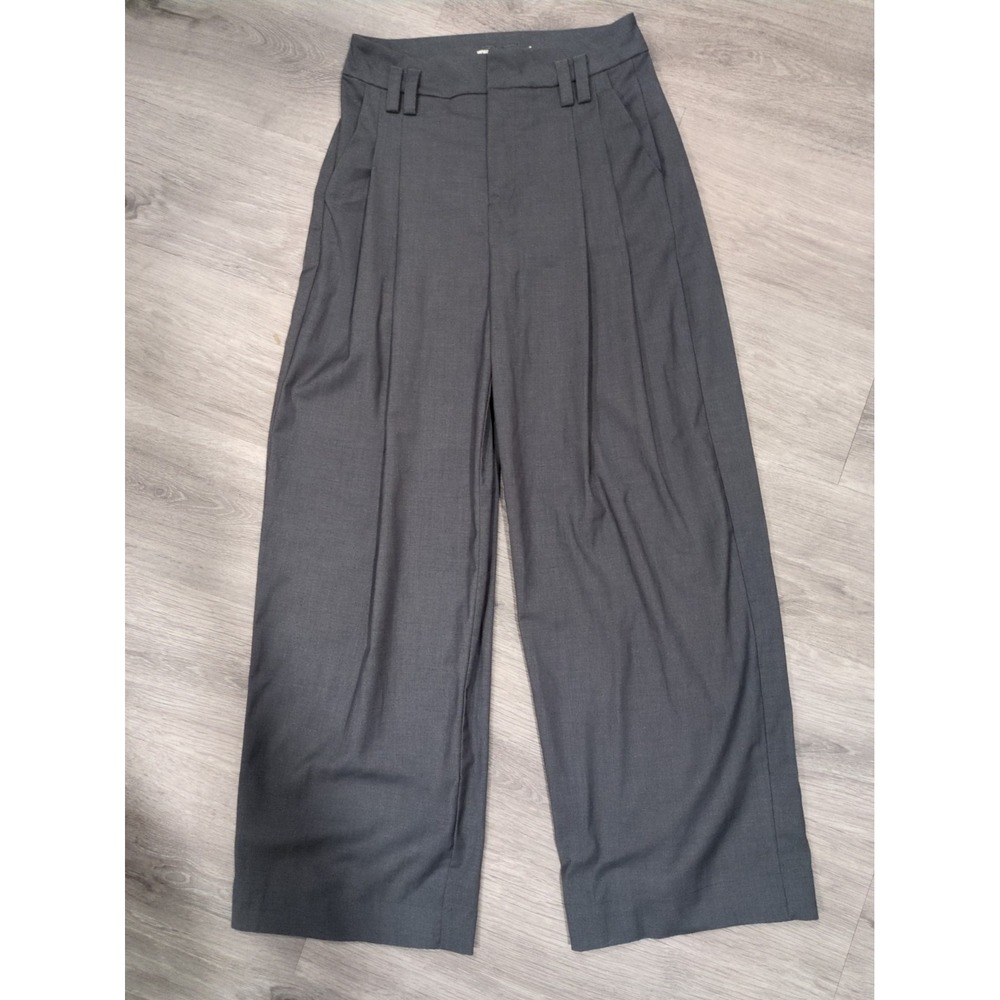 Llano Women's Grey Wide Legged Pleated Trousers 28"